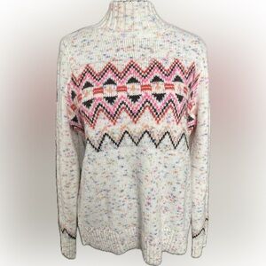 LOFT Flecked Fair Isle Mock Neck Sweater - Size Small - NWOT